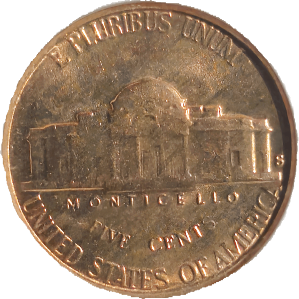 1954 S/D Jefferson Nickel ANACS MS65 Reverse View