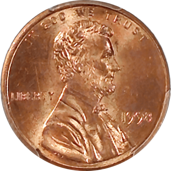 1998 Lincoln Cent Wide AM PCGS MS65 RD Obverse View