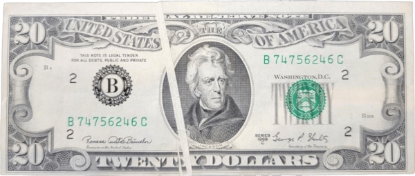 $20 Federal Reserve Gutter Fold Error