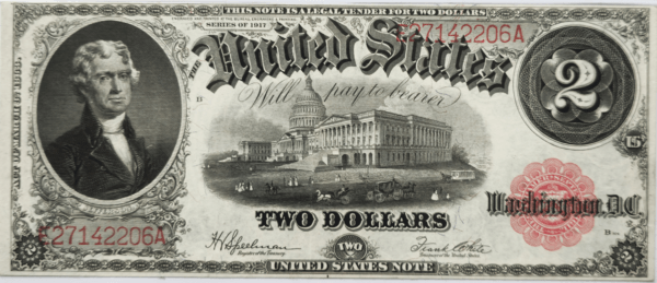 1917 US $2 Legal Tender Obverse