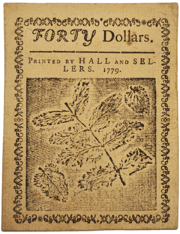 1779 Continental Forty Dollar Note Reverse View