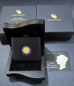 2016 W Mercury Dime Gold Commemorative with Box & COA