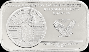 Standing Liberty Commemorative Silver Art Bar Reverse