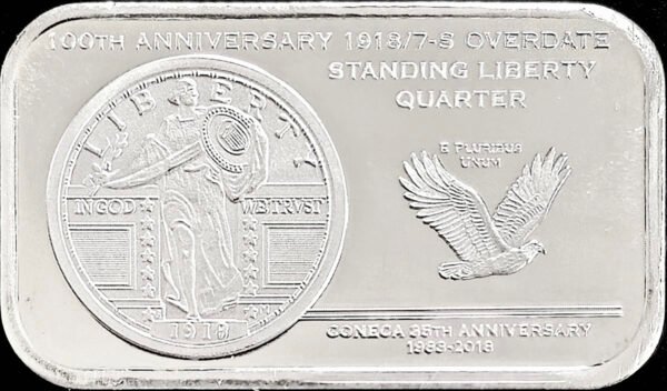 Standing Liberty Commemorative Silver Art Bar Obverse