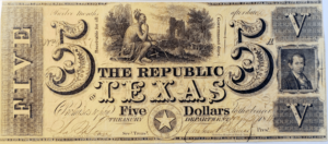 $5 Texas Redback 1839-1841 Obverse