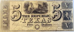 $5 Texas Redback 1839-1841 Obverse