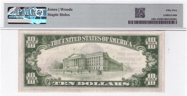 $10 Obsolete Woodbine New Jersey Reverse Holder View