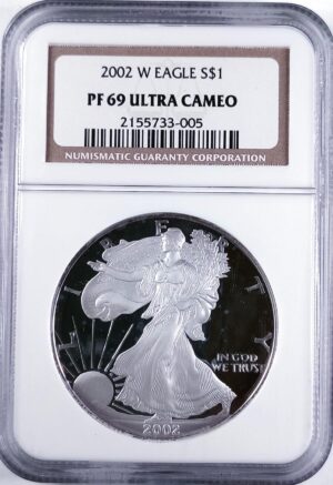 2002 W American Silver Eagle Proof NGC PF69UC Obverse Holder View