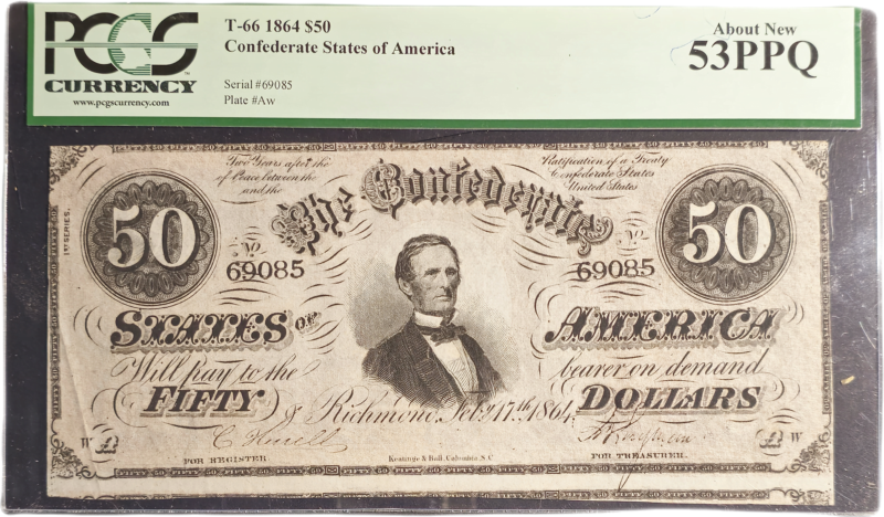 T-66 Confederate States $50 note, 1862