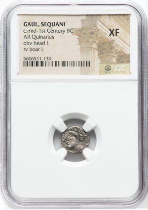 Sequani AR Quinarius: Obverse Holder View