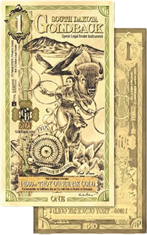 2023 South Dakota $1 Goldback Note