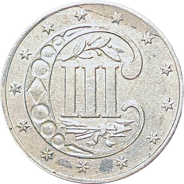 1854 3¢ Silver Repunched Date FS-301 Reverse View