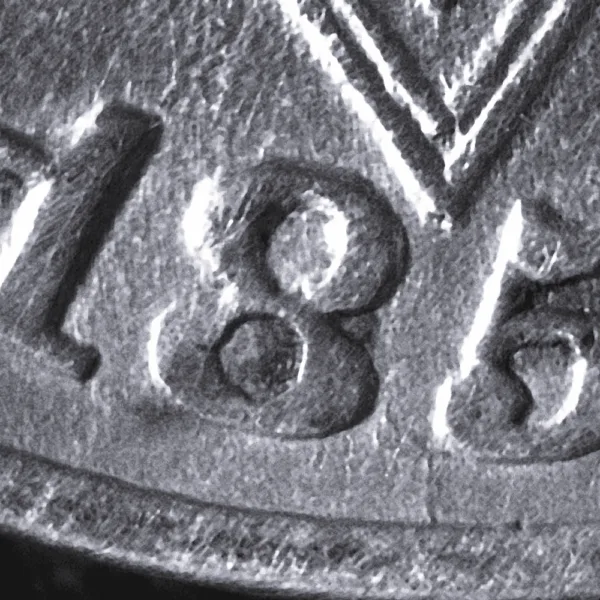 1854 3¢ Silver Repunched Date FS-301 Magnified