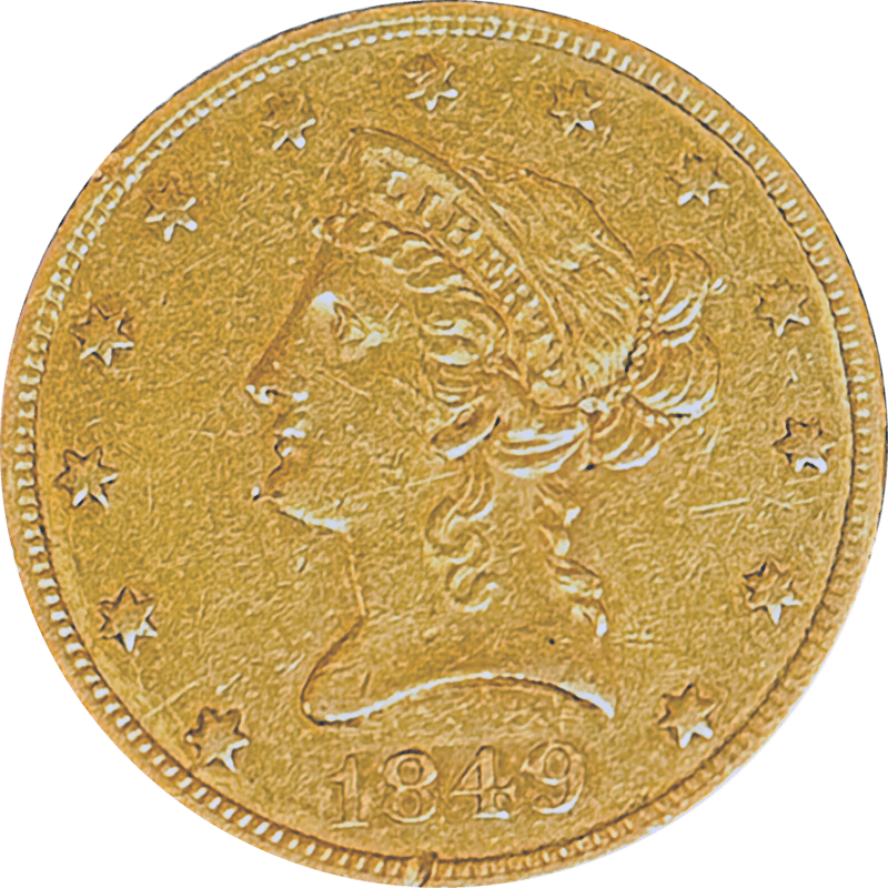 1849 $10 Gold Eagle Obverse View