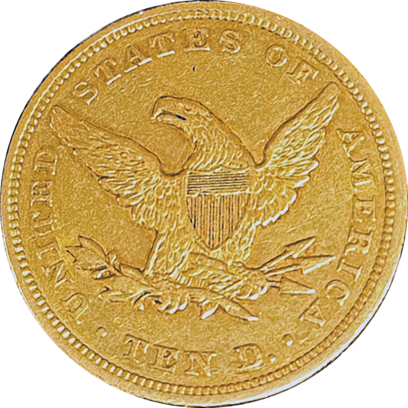 1849 $10 Gold Eagle Reverse View