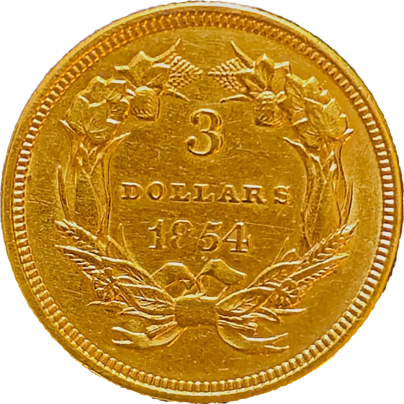 1954 $3 Indian Princess Head Gold Reverse