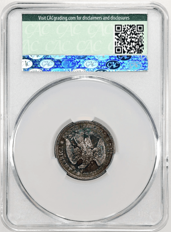 1876 CACG 20c Piece toned AU details CAC Reverse Holder View