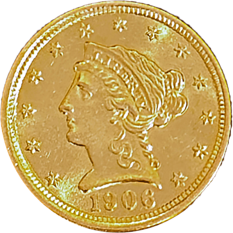 1906 $2.5 Gold Liberty Head Quarter Eagle Obverse View