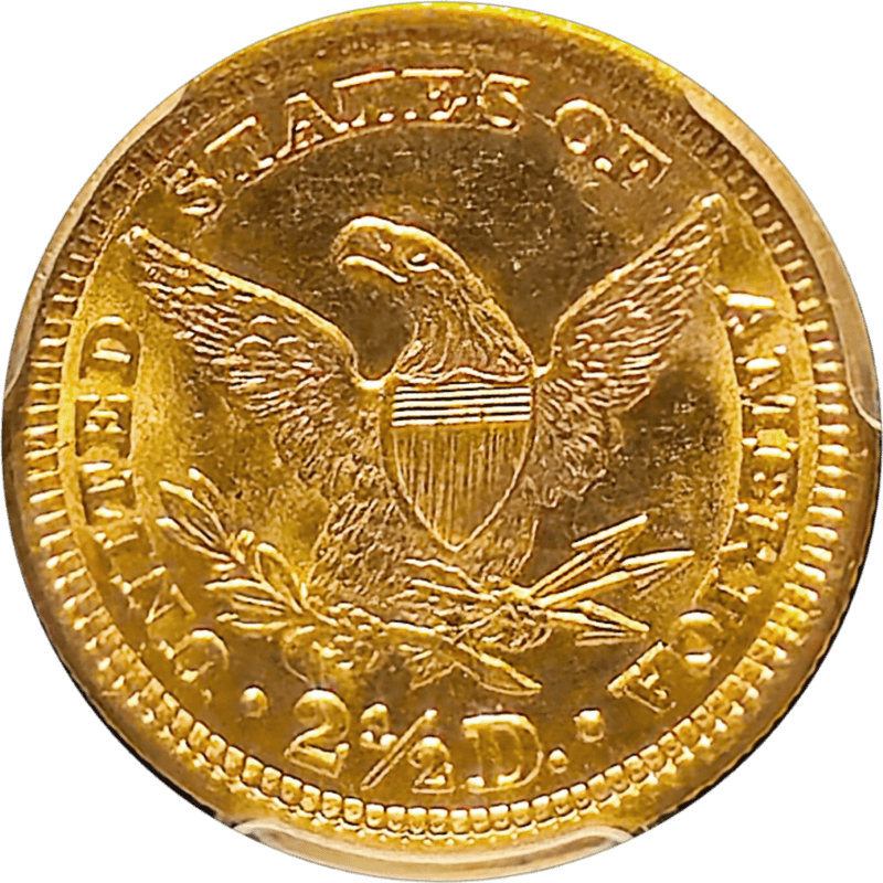 1907 $2.5 Gold Liberty Head Quarter Eagle PCGS MS63+ Reverse View