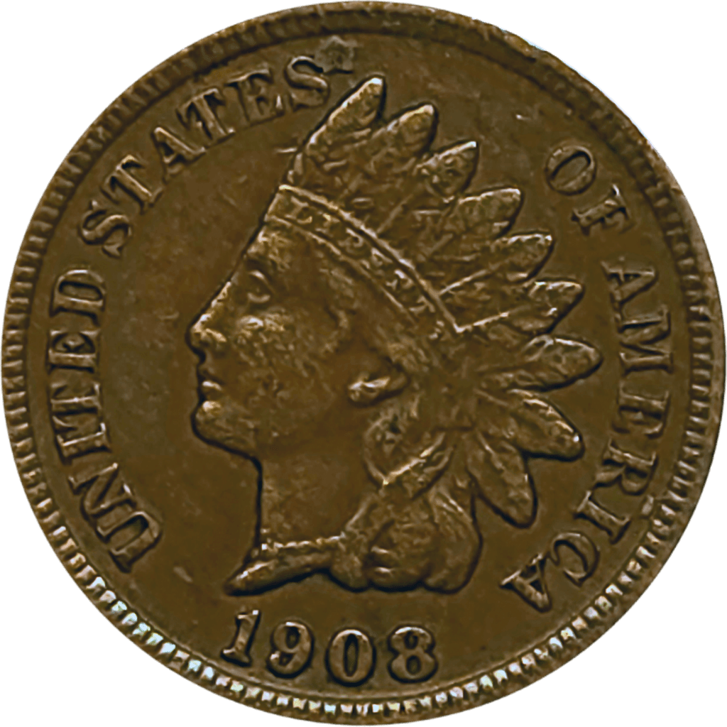 1908 S Indian Head Cent AU Obverse View