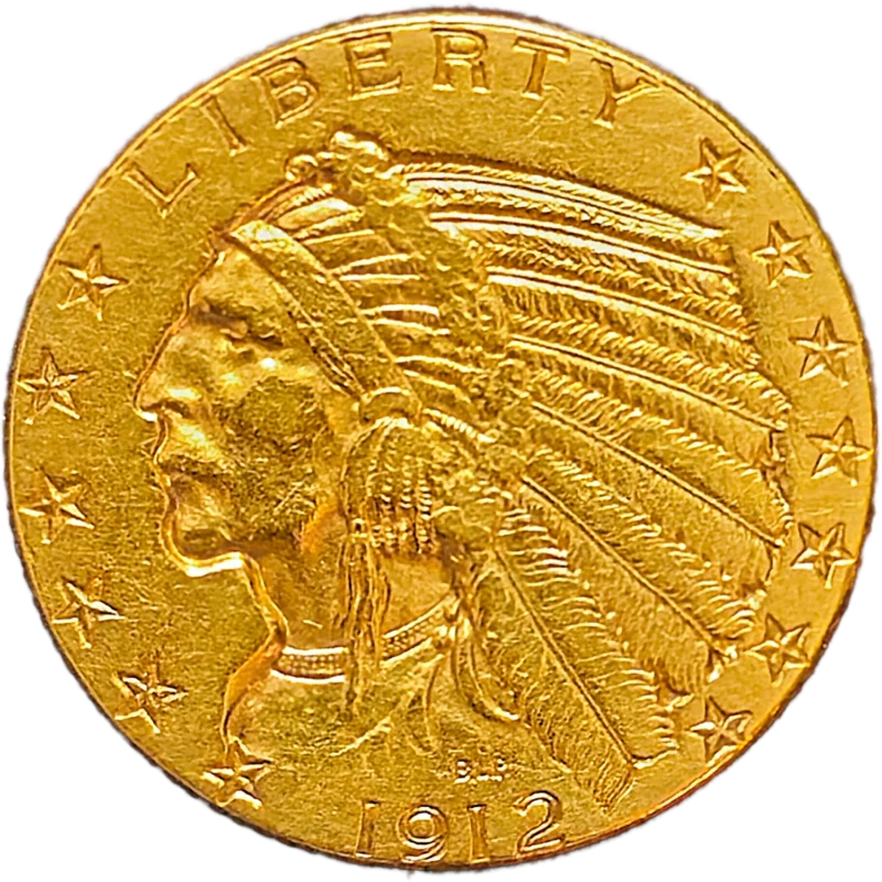 1912 $5 Indian Head Gold Coin Obverse View