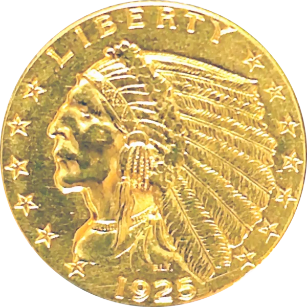 1925 D $2.5 Indian Head Quarter Eagle Obverse View