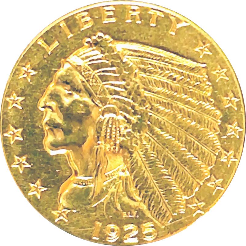 1925 D $2.5 Indian Head Quarter Eagle Obverse View