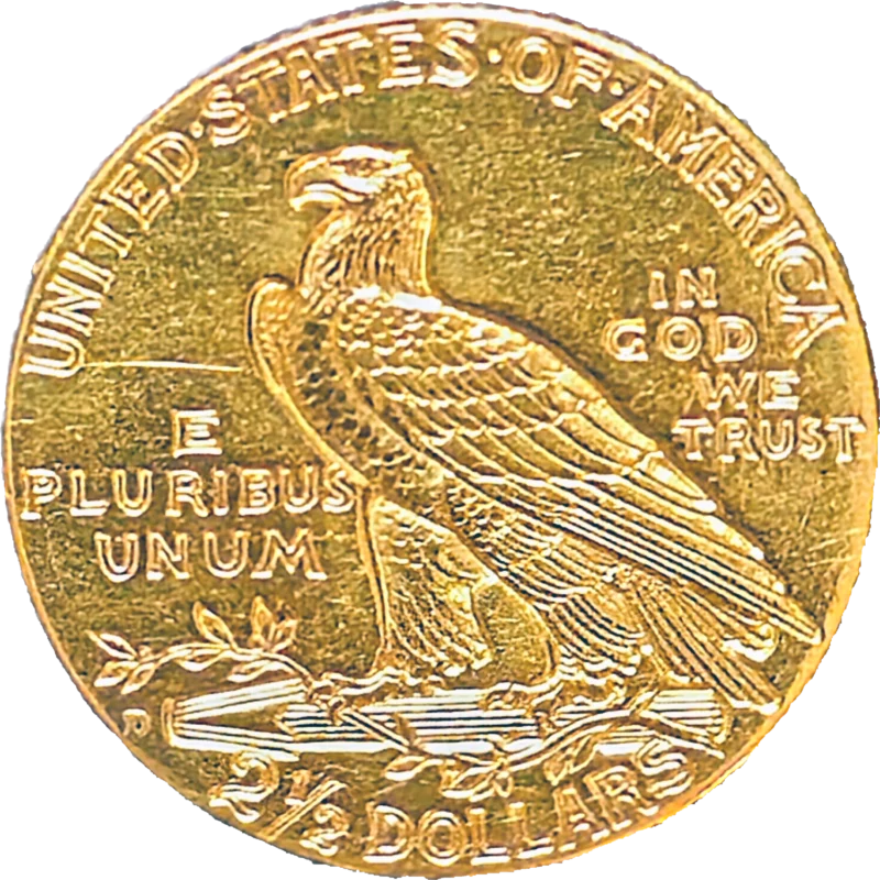 1925 D $2.5 Indian Head Quarter Eagle Reverse View