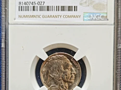 1938 D Buffalo Nickel NGC MS66 Obverse Holder View