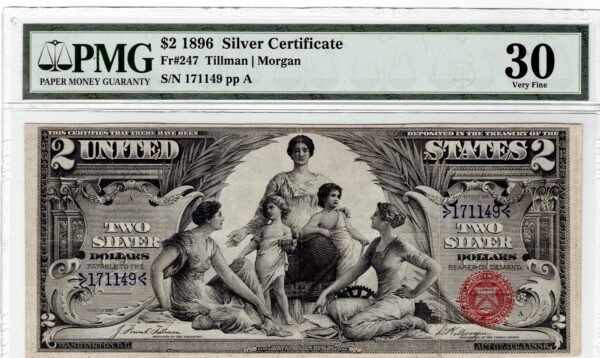 1896 $2 Large Silver Certificate "Education Series" Obverse View