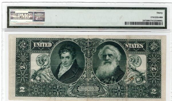 1896 $2 Large Silver Certificate "Education Series" Reverse View