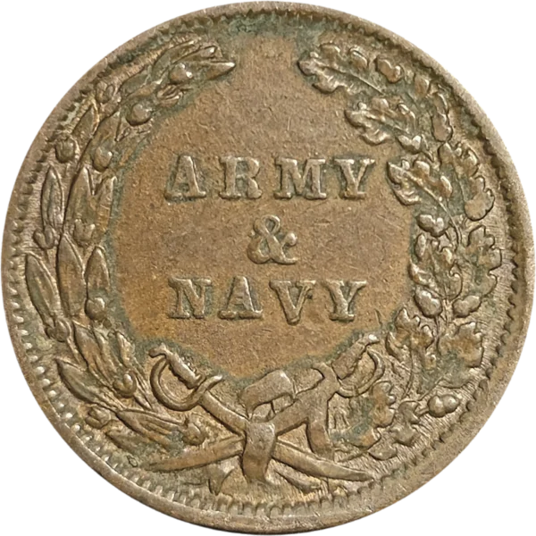 1863 Civil War Patriotic Store Card Army Navy Reverse View