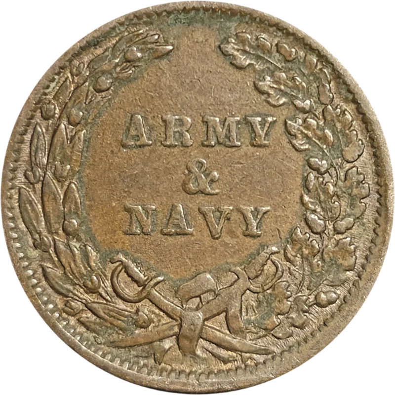 1863 Civil War Patriotic Store Card Army Navy Reverse View