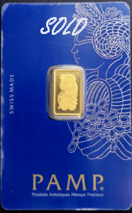 2.5 gram Gold Bar PAMP Suisse Lady Fortuna in Assay