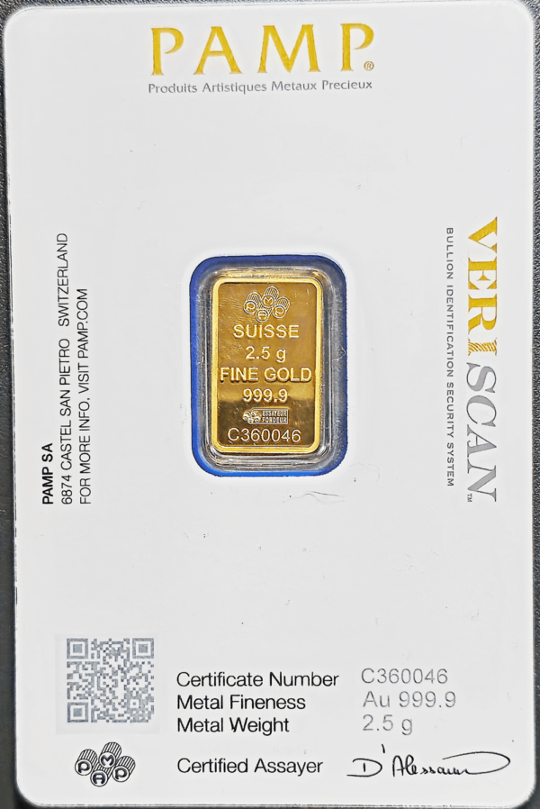 2.5 gram Gold Bar - PAMP Suisse Lady Fortuna