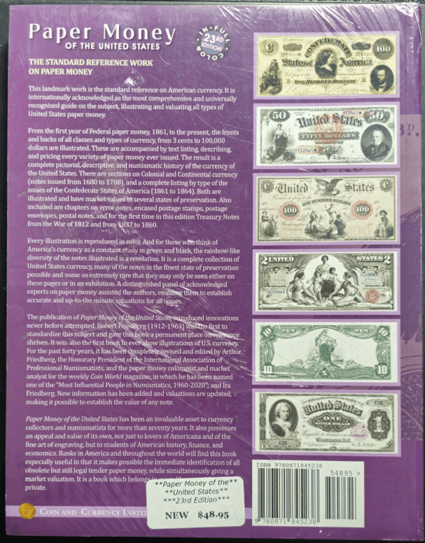 Paper Money of the United States Softcover Rear View