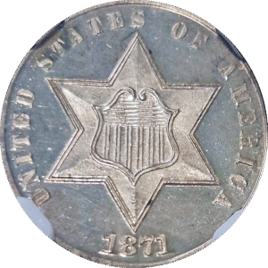 1871 Three Cent Silver Proof NGC PR66