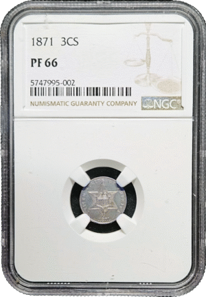 1871 Three Cent Silver Proof NGC PR66