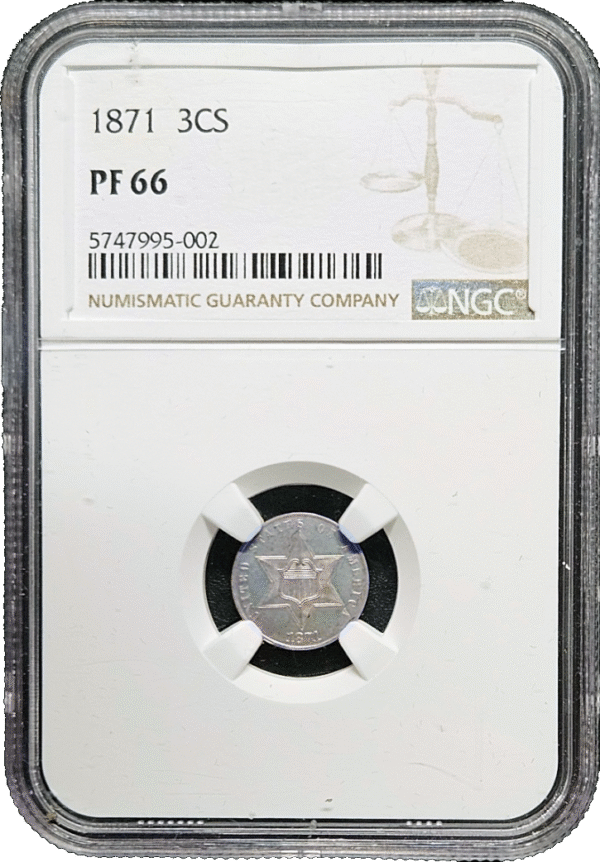 1871 Three Cent Silver Proof NGC PR66