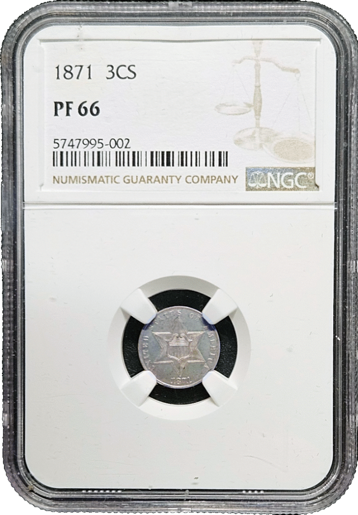 1871 Three Cent Silver Proof NGC PR66