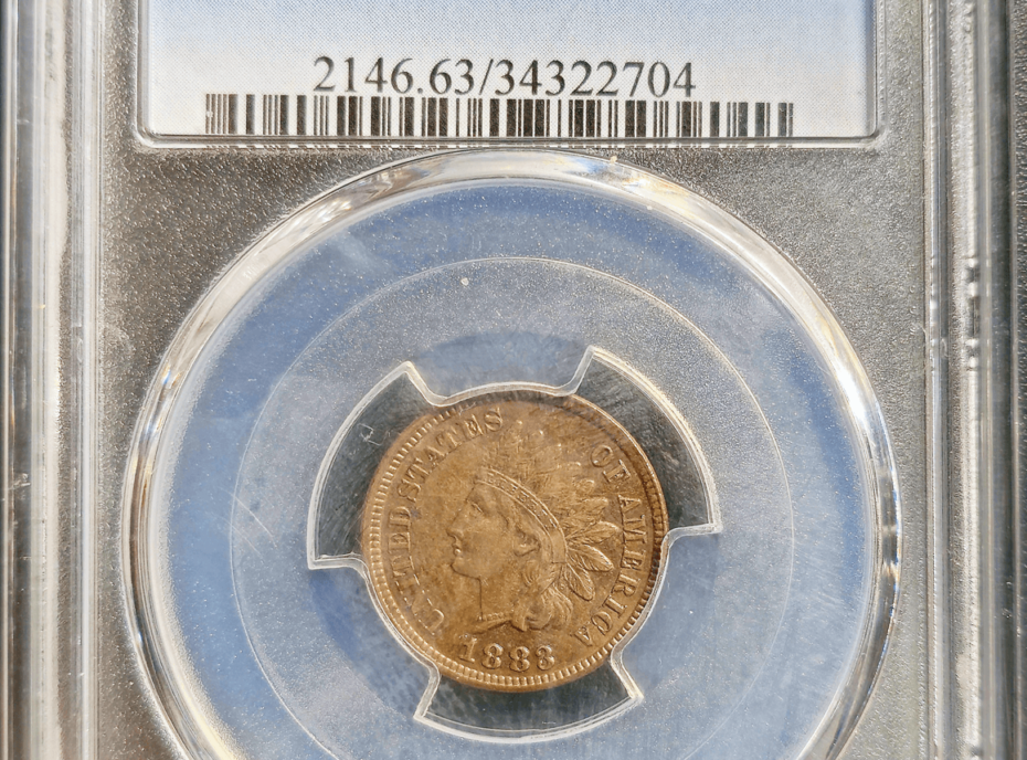 1883 Indian Head Cent MS63 RB Obverse Holder View