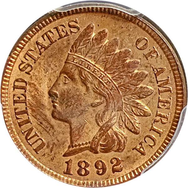 1892 Indian Head Cent PCGS MS63 RB Obverse View