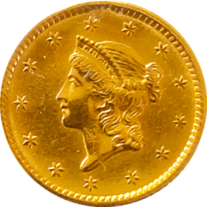 1852 $1 Liberty Head Gold Obverse View