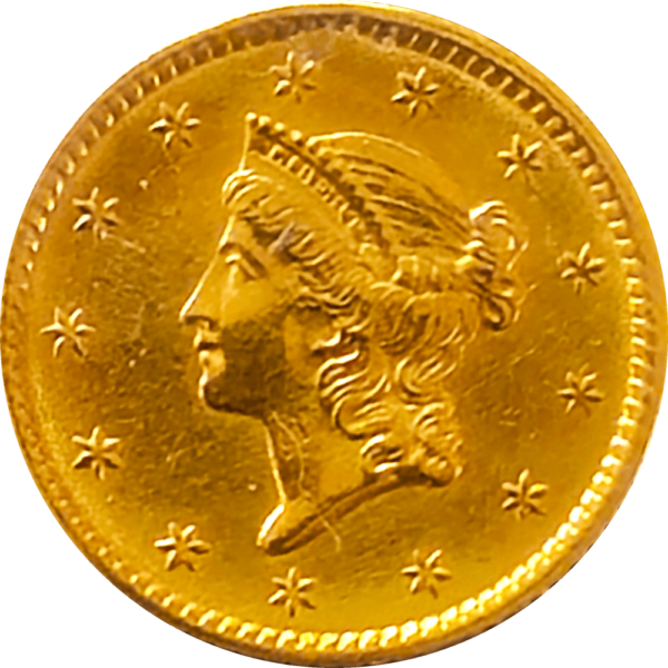 1852 $1 Liberty Head Gold Obverse View