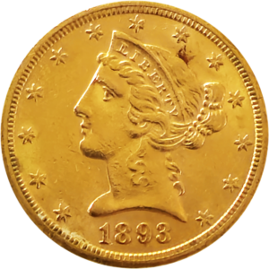 1893 S Liberty Head $5 Gold Obverse View