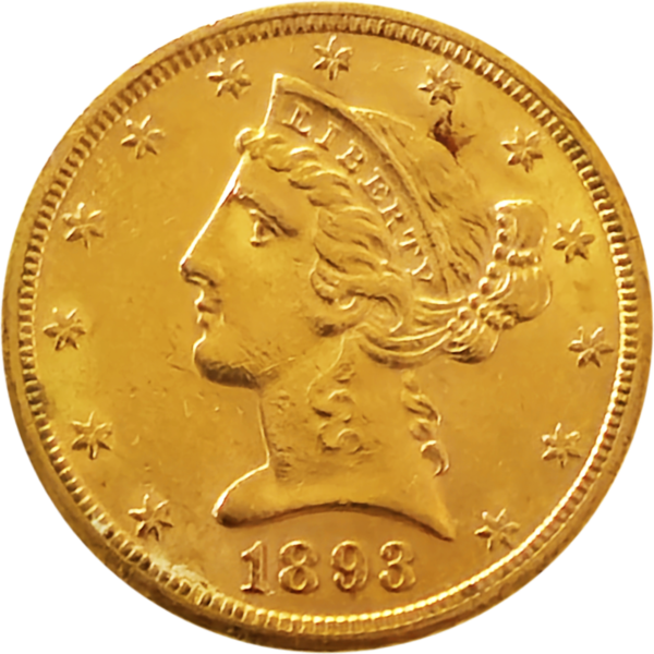 1893 S Liberty Head $5 Gold Obverse View