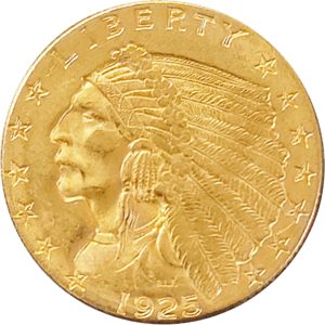 1925 D $2.5 Gold Indian Obverse View #2