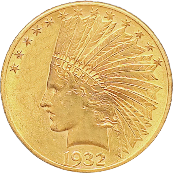 1932 $10 Indian Head Gold Obverse View