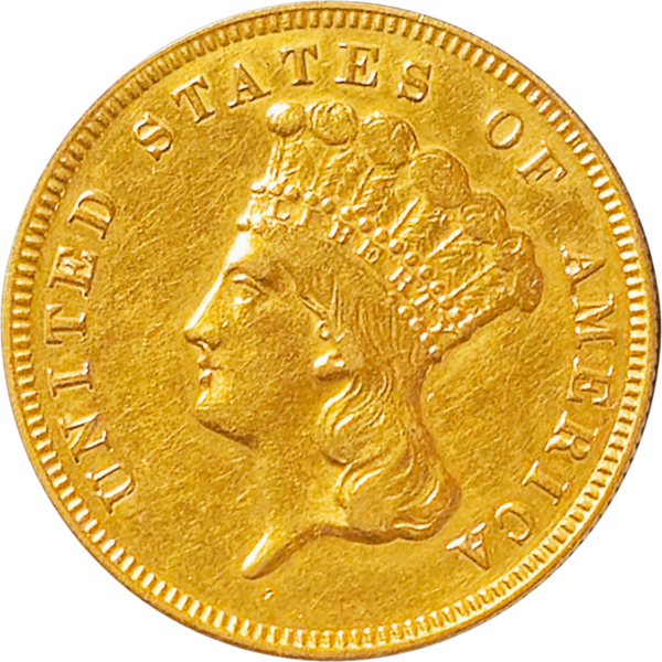 1874 $3 gold obverse view