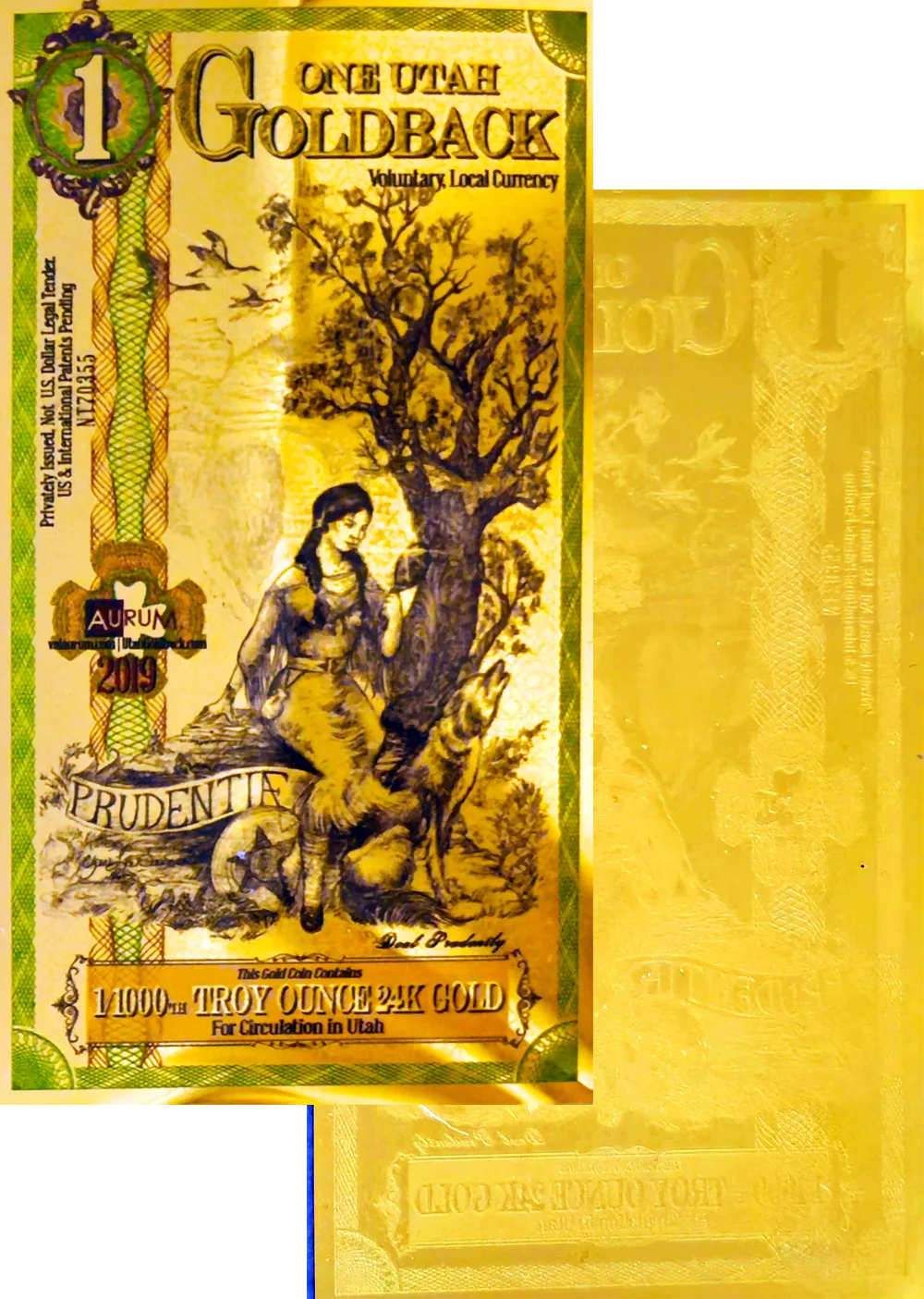 2019 Utah $1 Goldback - First Issue